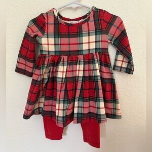 Hanna Andersson Tartan Plaid Holiday Dress and Leggings Set - 6-12M